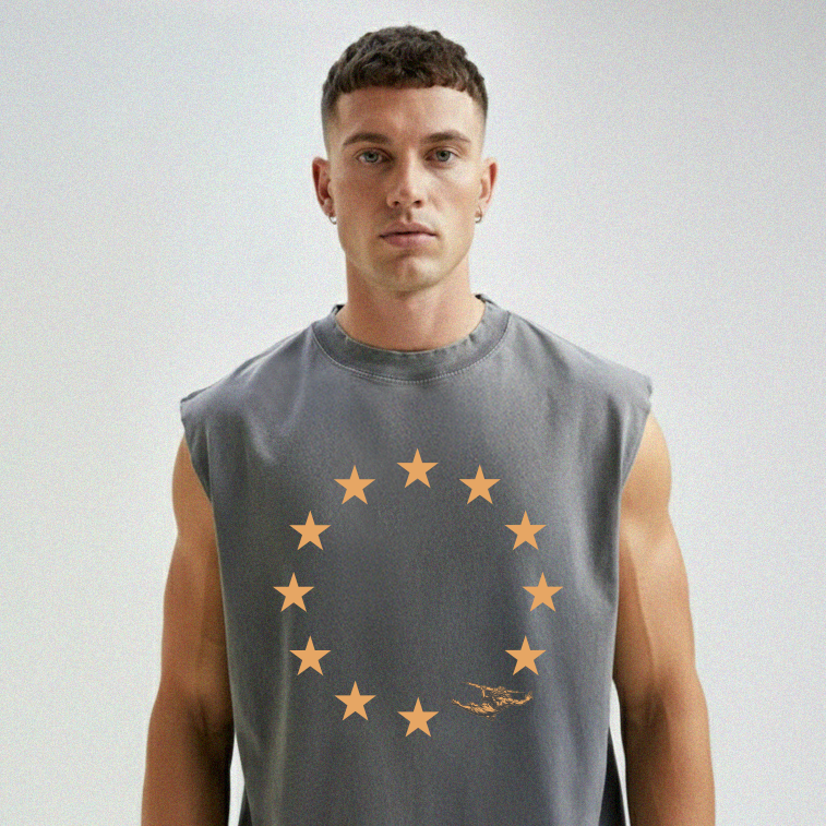 Regata Oversized Vintage Cinza Yellow Stars