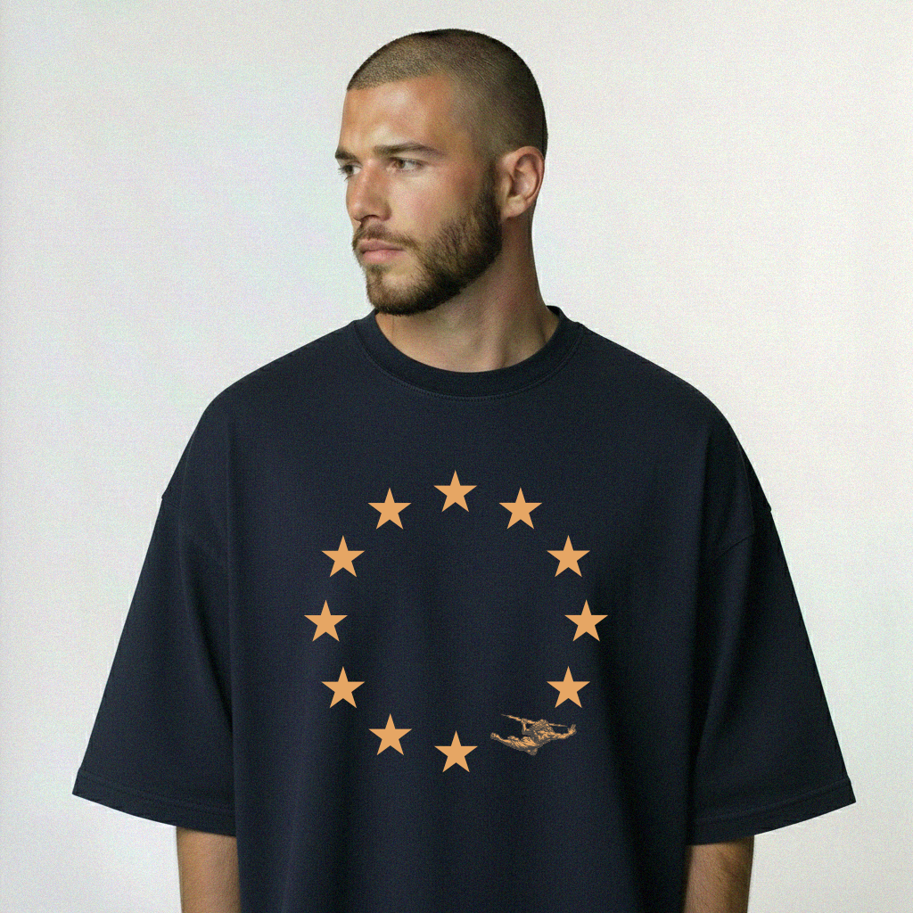 Camiseta Oversized Vintage Deep Blue Stars