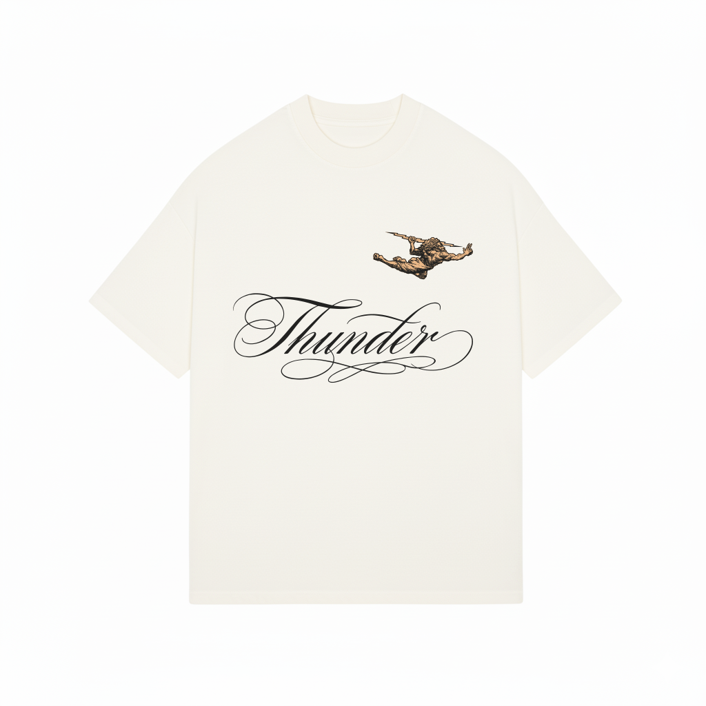 Camiseta Oversized Strong Off-White Cursive e Zeus