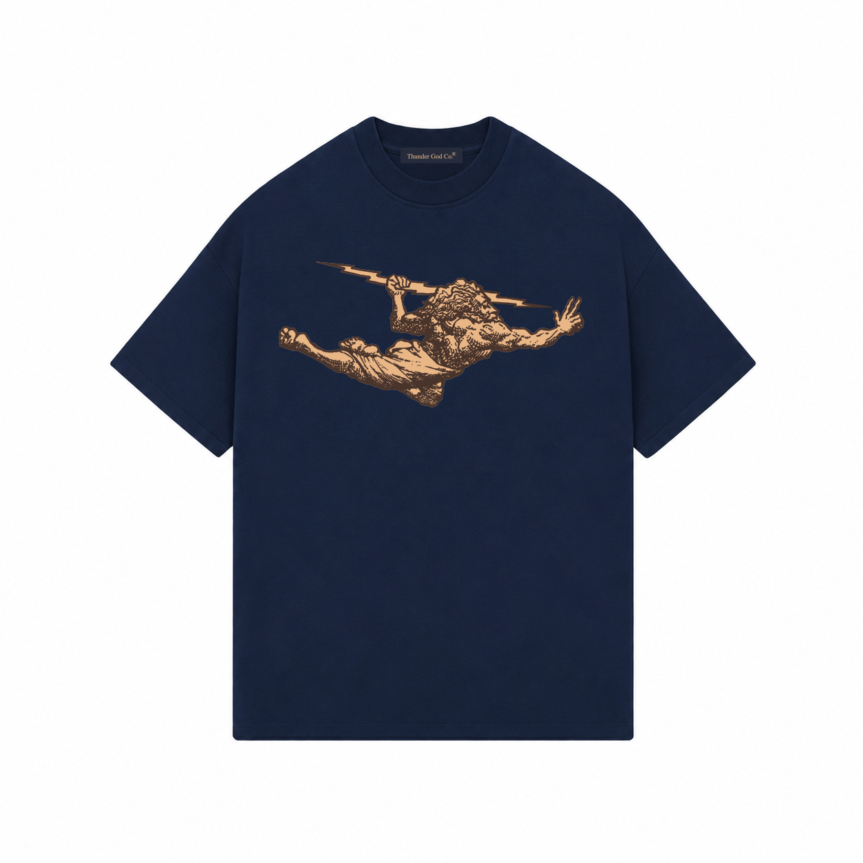 Camiseta Oversized Navy Blue Thunder God Gold