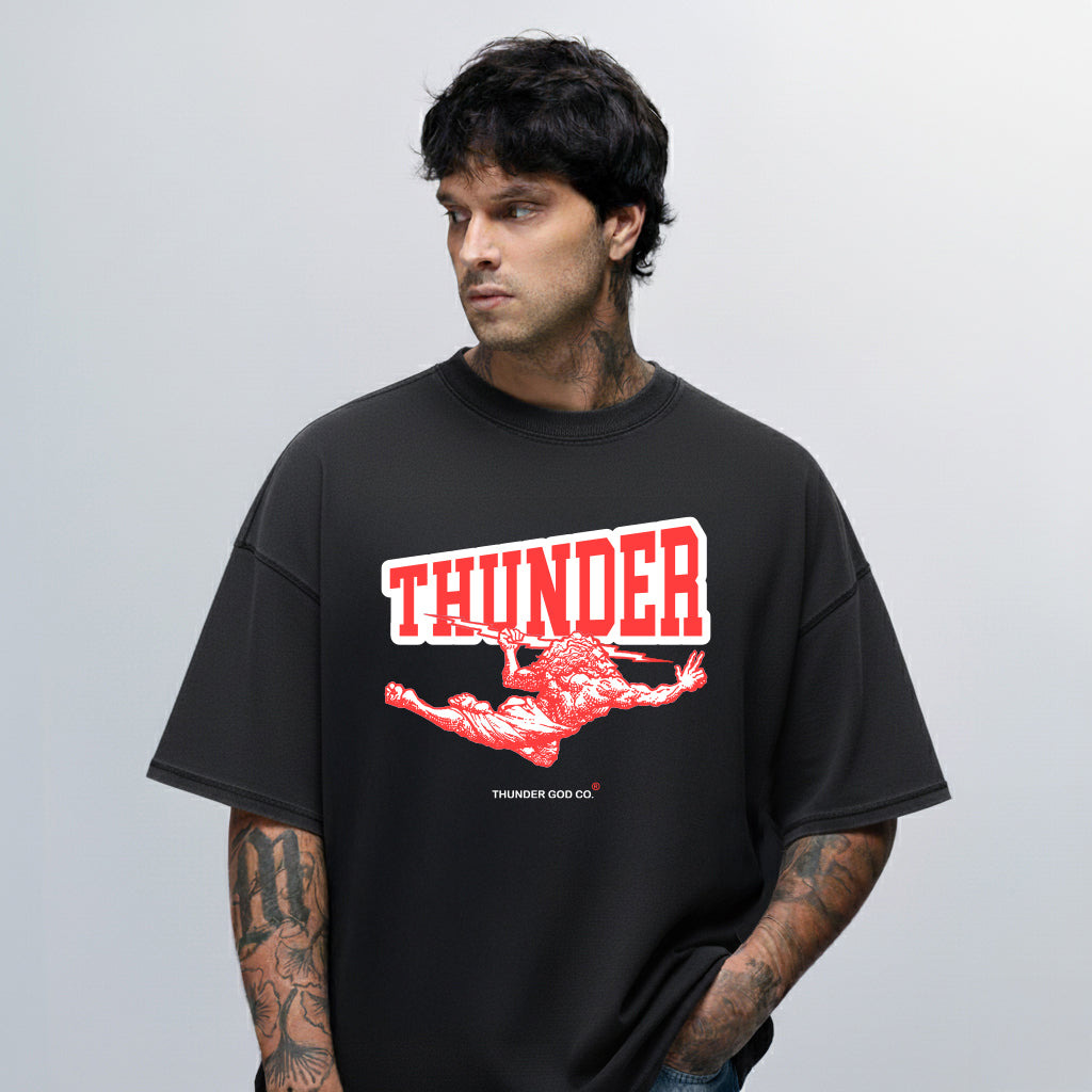 Camiseta Oversized Vintage Preta Thunder God Co.
