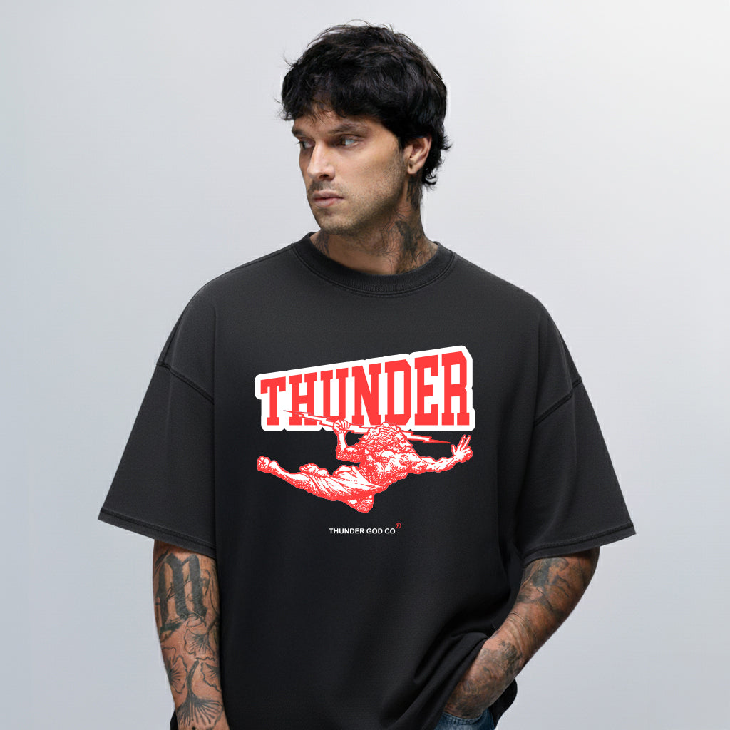 Camiseta Oversized Vintage Preta Thunder God Co.