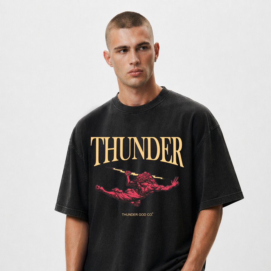 Camiseta Oversized Vintage Preto Yellow Thunderbolt