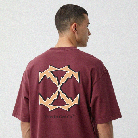 Camiseta Oversized Vintage Bordô 4 Thunder Back