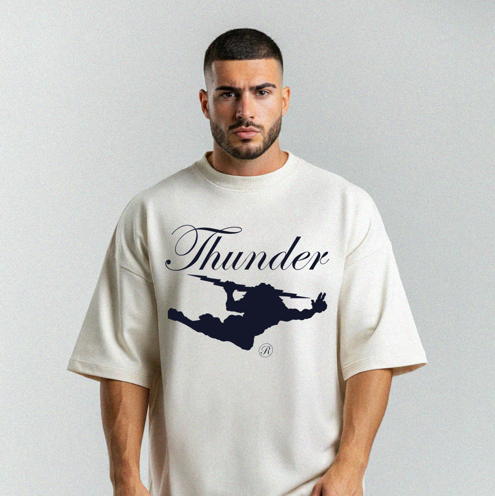 Camiseta Oversized Vintage Off-White New Thunder Cursive
