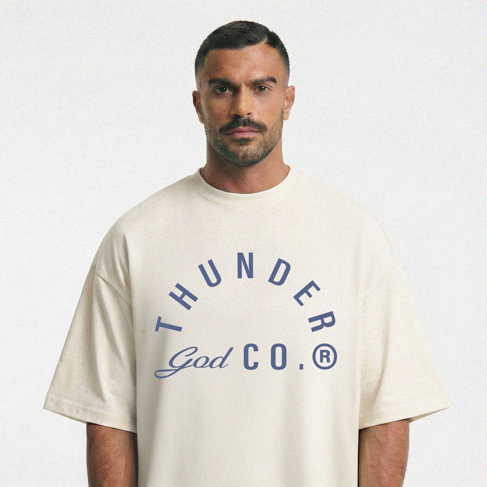 Camiseta Oversized Vintage Off-White Thunder God Co. Blue