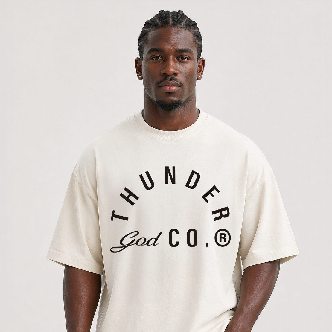 Camiseta Oversized Vintage Off-White Thunder God Co.® Black