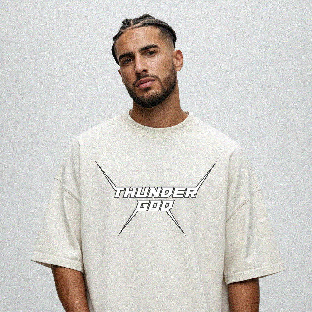 Camiseta Oversized Vintage Off-White Thunder God Co. Spikes