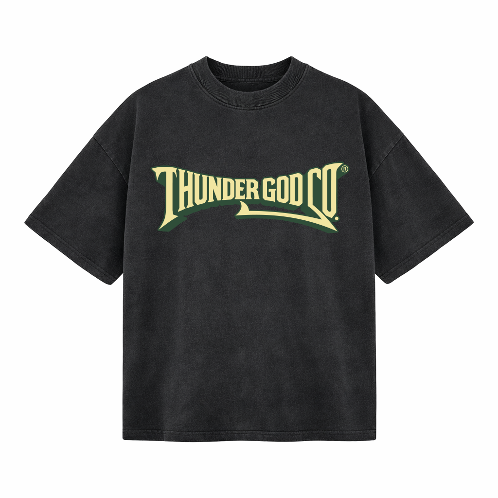 Camiseta Oversized Vintage Preta Thunder God Co.