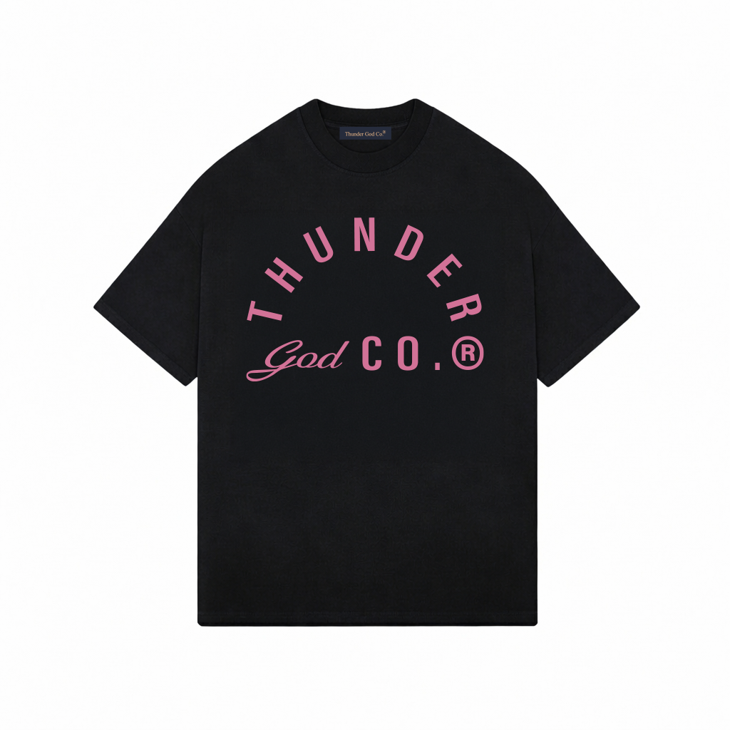Camiseta Oversized Preta Thunder God Co.® Rosa