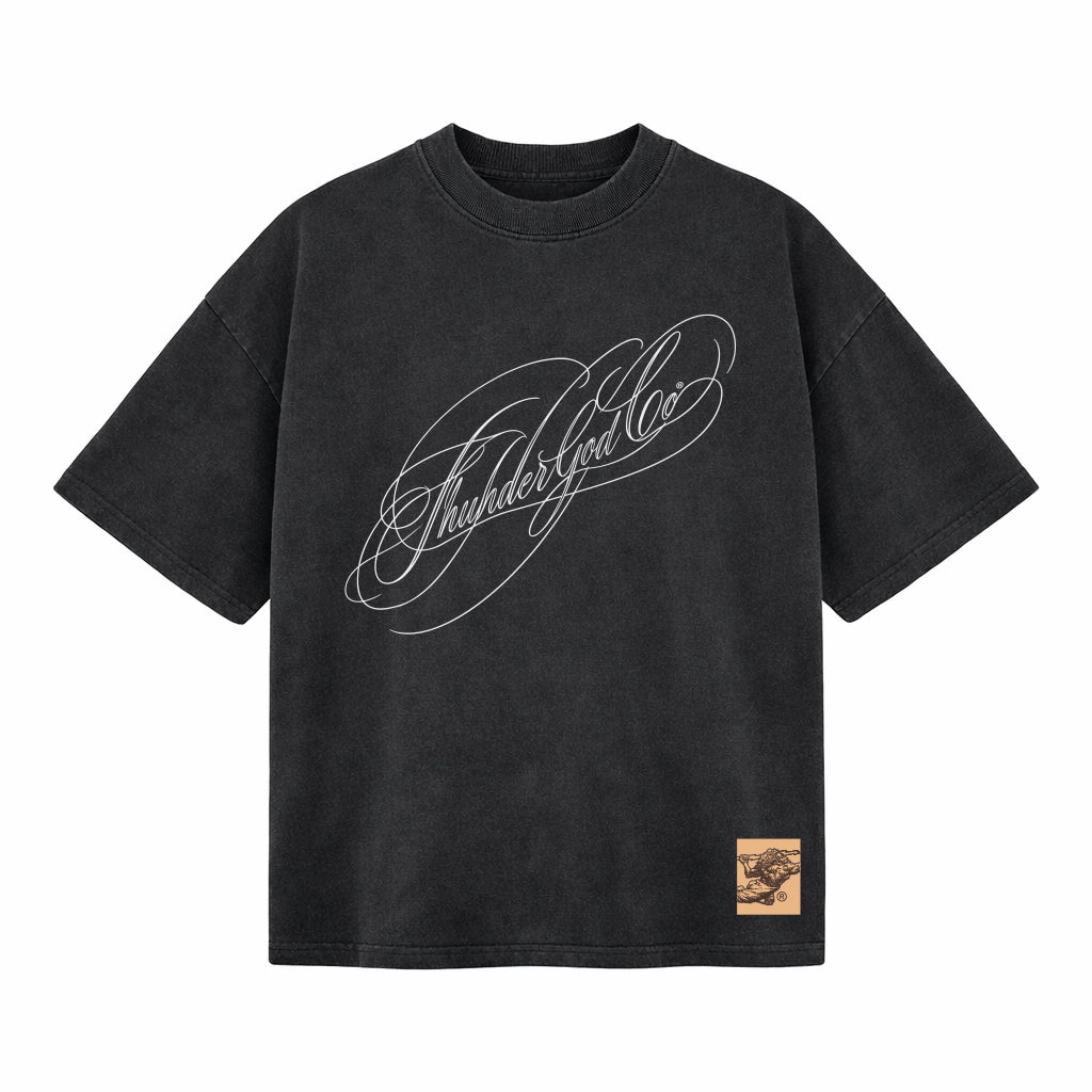 Camiseta Oversized Vintage Preto White Lettering