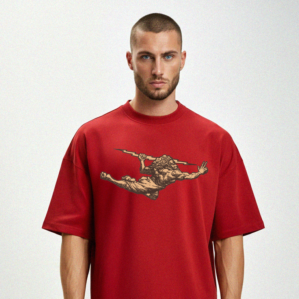 Camiseta Oversized Vintage Vermelha Zeus