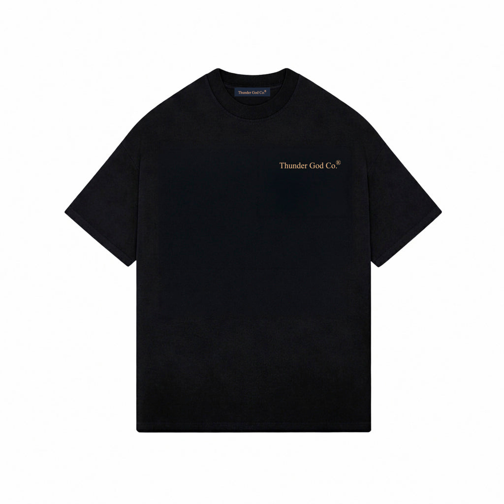 Camiseta Oversized Preta Thunder God Gold Back