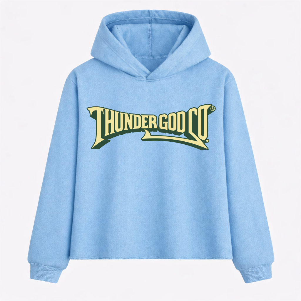Casaco de Moletom Felpado Baby Blue Boxy com Capuz Thunder God Co.®