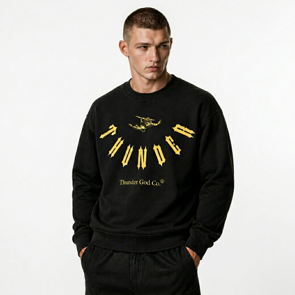 Casaco de Moletom Oversized Felpado Preto Curve Inverted