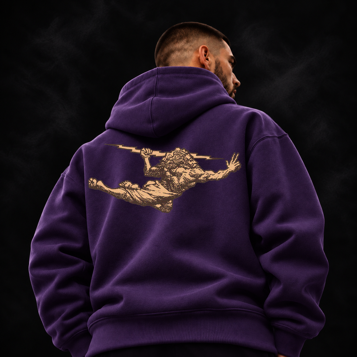 Casaco de Moletom Felpado Roxo Boxy com Capuz Zeus