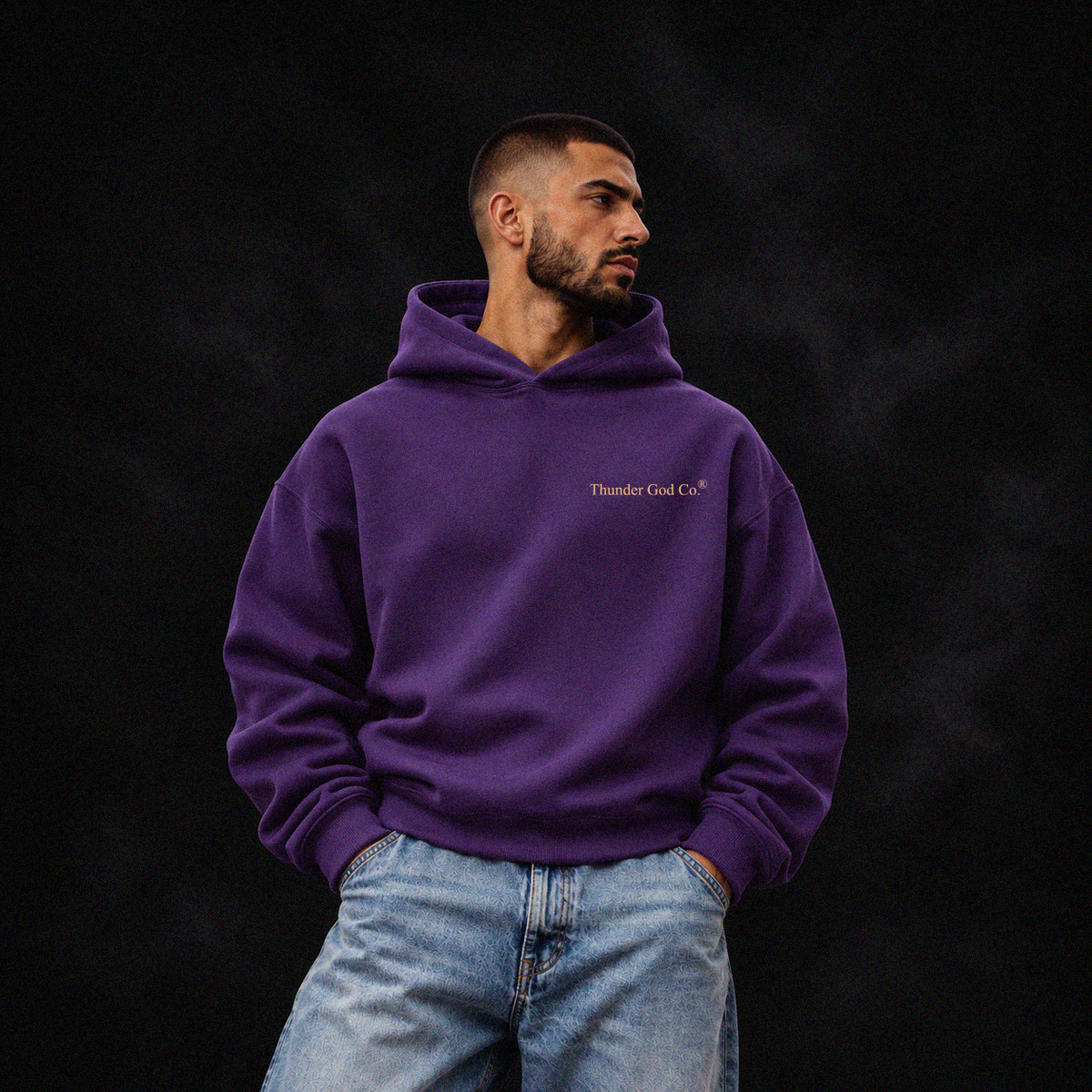 Casaco de Moletom Felpado Roxo Boxy com Capuz Zeus