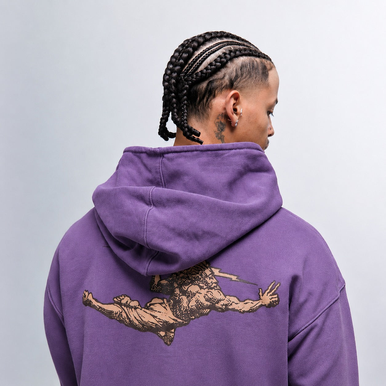 Casaco de Moletom Felpado Roxo Boxy com Capuz Zeus