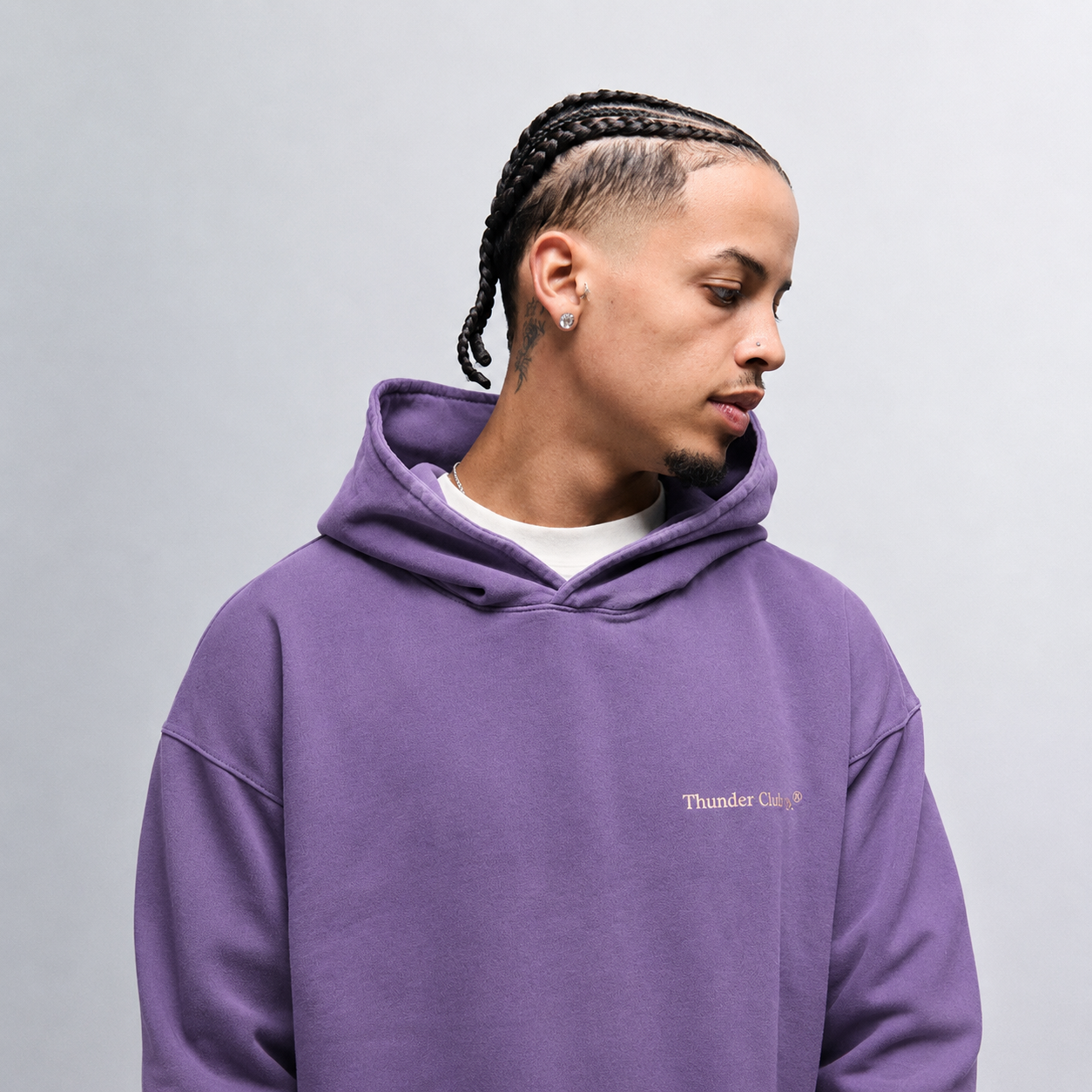 Casaco de Moletom Felpado Roxo Boxy com Capuz Zeus