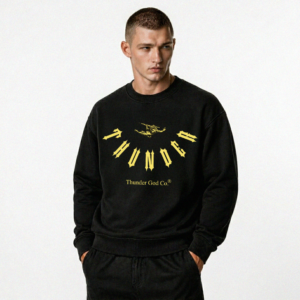 Casaco de Moletom Oversized Felpado Preto Curve Inverted