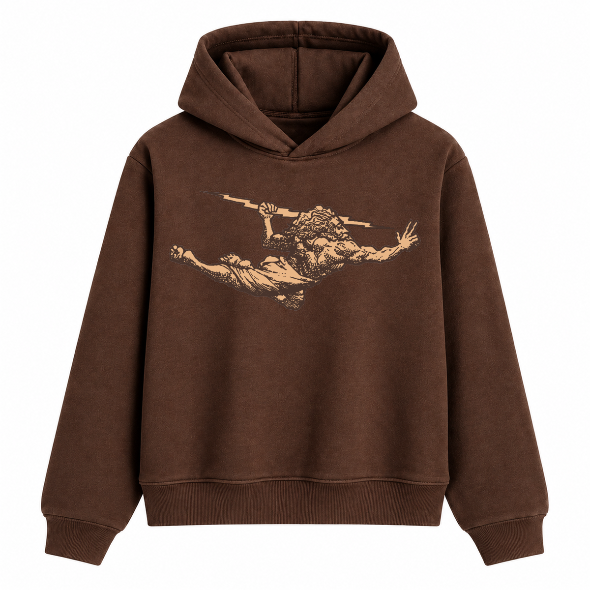 Casaco de Moletom Oversized Felpado Marrom Boxy com Capuz Zeus