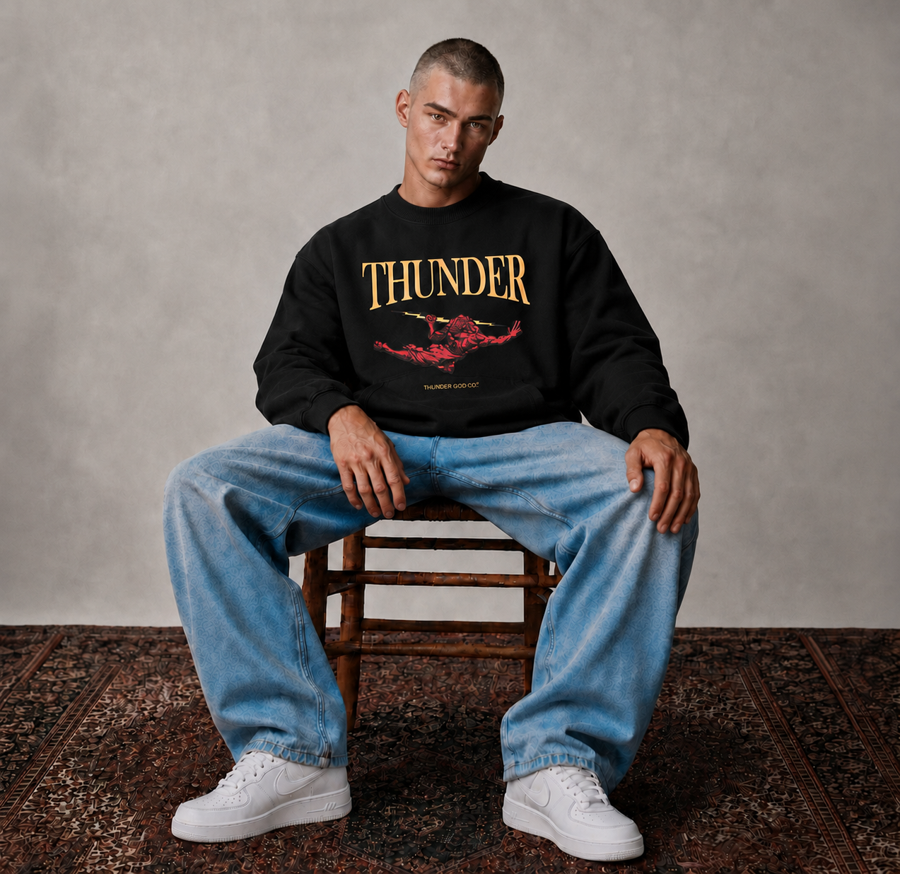 Casaco de Moletom Oversized Felpado Preto Yellow Thunderbolt