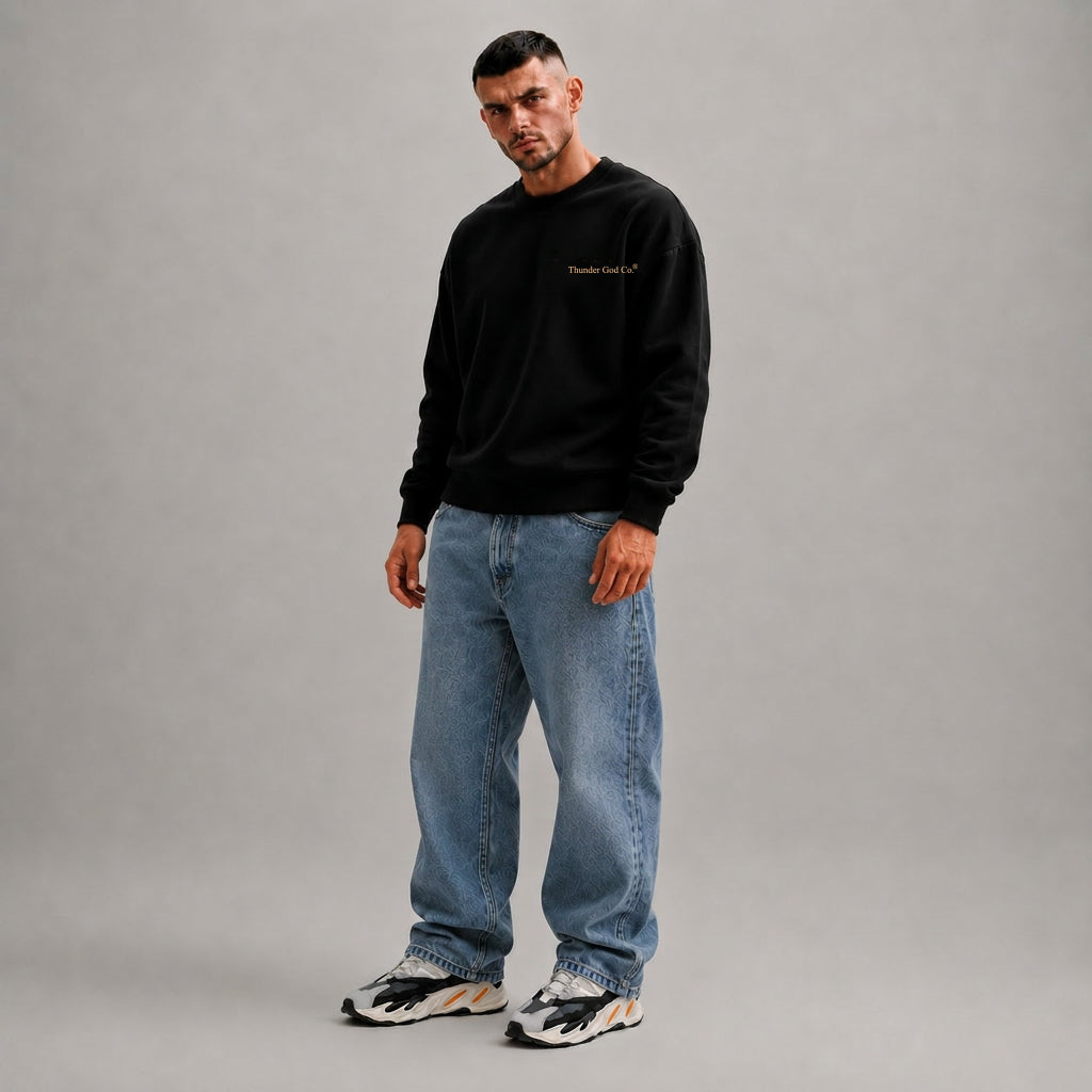 Casaco de Moletom Oversized Felpado Preto Basic