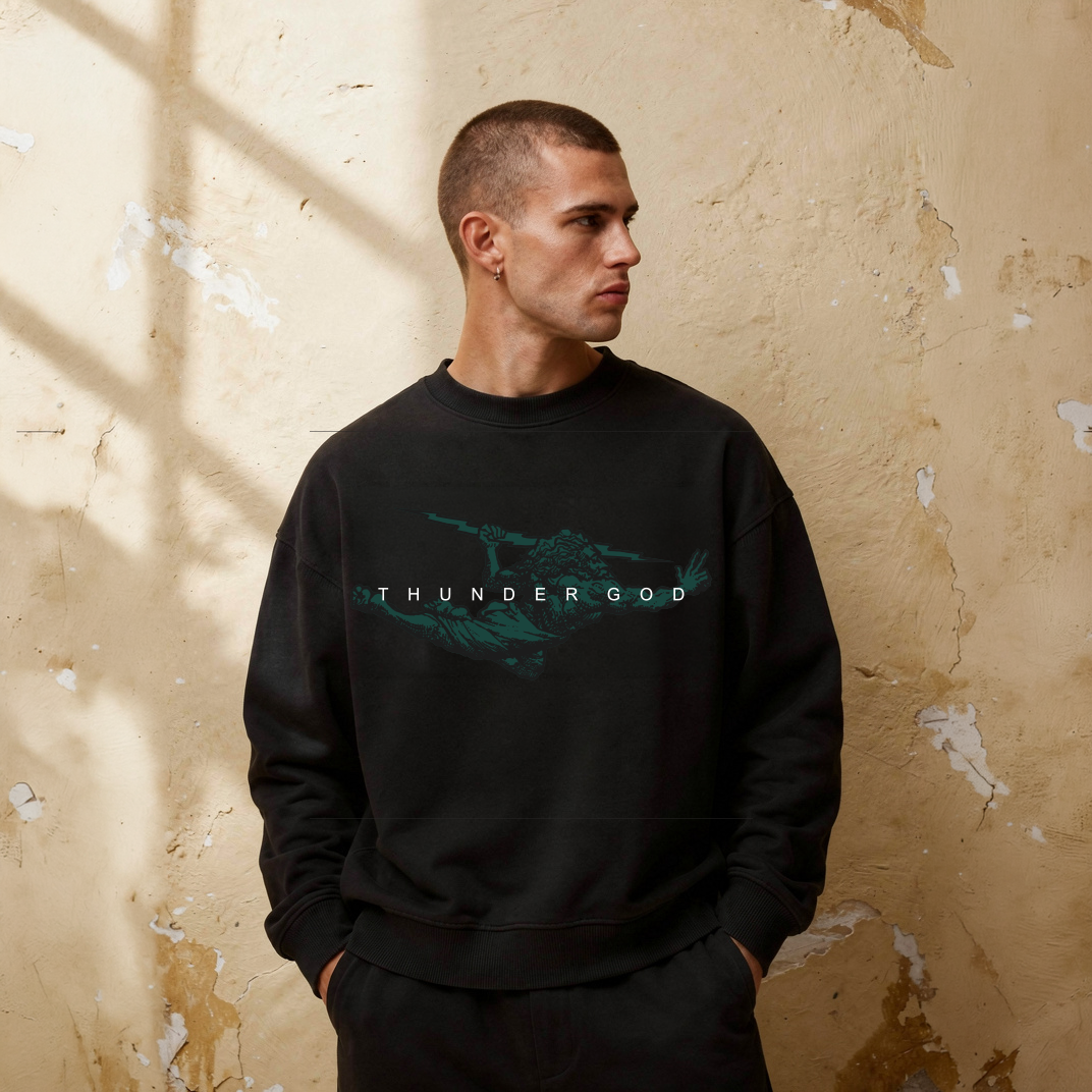 Casaco de Moletom Oversized Felpado Preto God Dark
