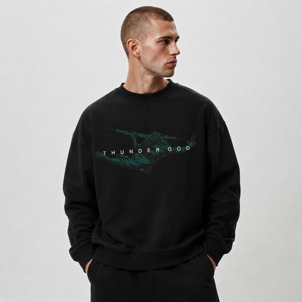 Casaco de Moletom Oversized Felpado Preto God Dark