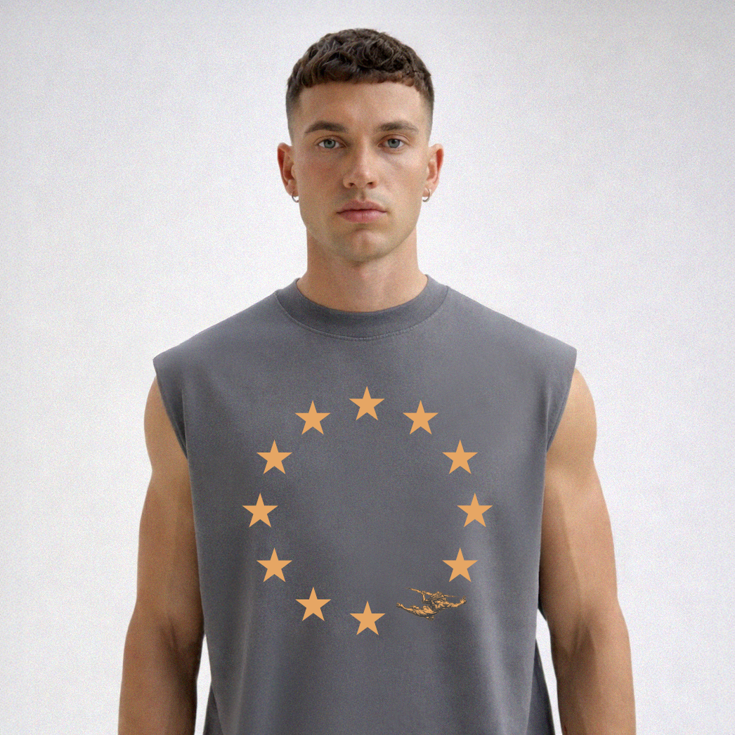 Regata Oversized Vintage Cinza Yellow Stars