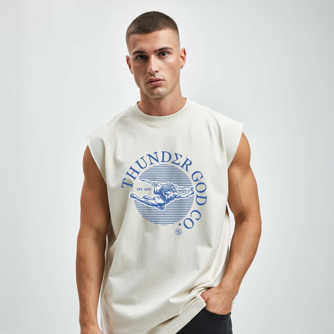 Regata Oversized Vintage Off-White Thunder God  Blue