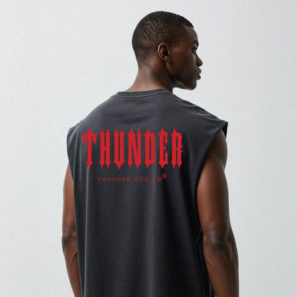 Regata Oversized Vintage Preta Thunder God Co. Back